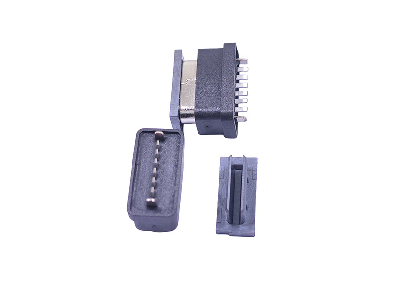 TYPE-C 6P防水母座 180度直立式DIP H=6.8mm E款